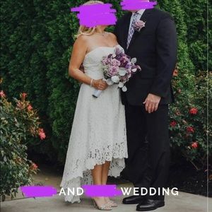 Strapless High low Lace Wedding Dress